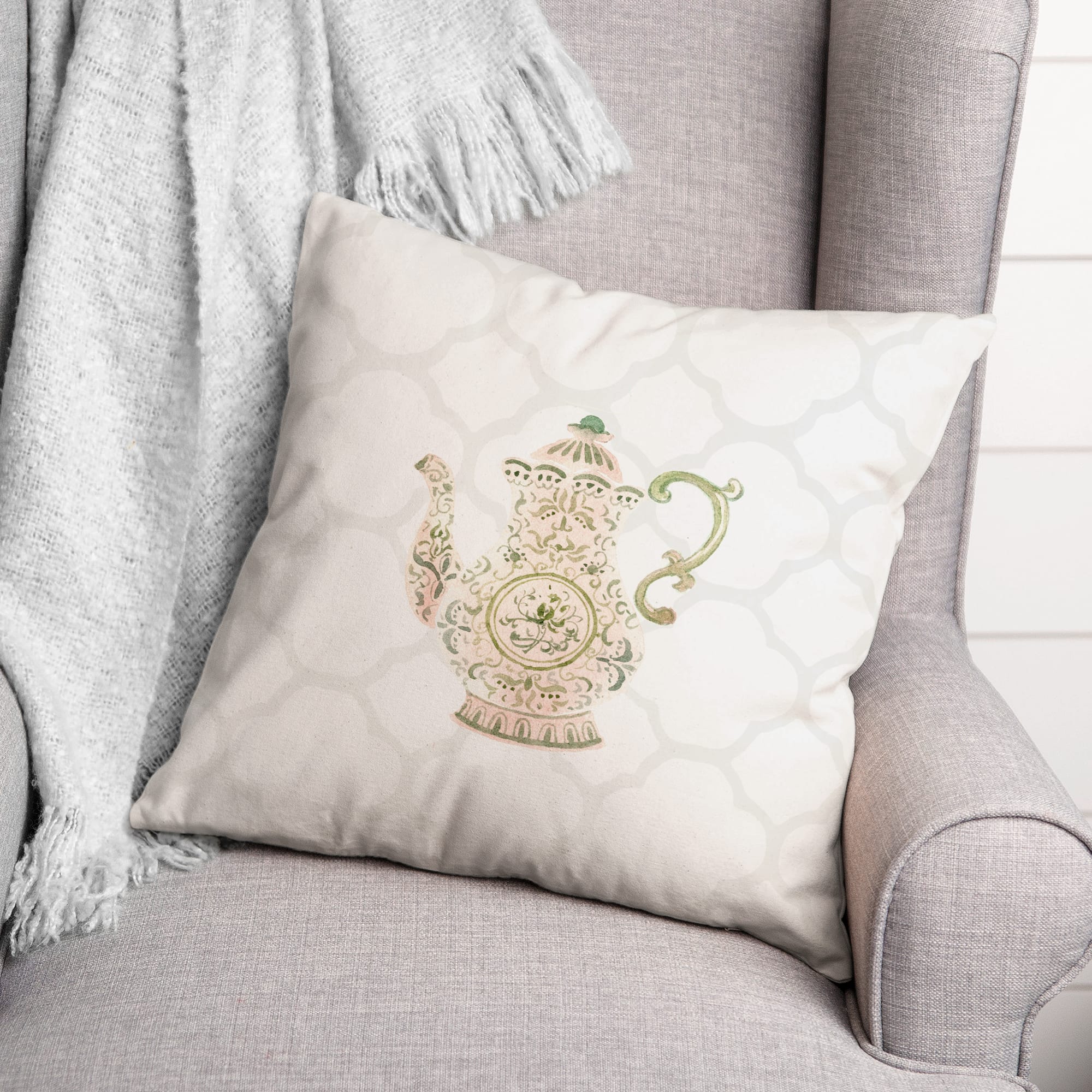 Tea Pot Lattice 18" x 18" Throw Pillow
